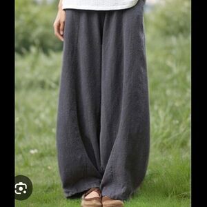 NWT IXIMO Baggy Linen Blend Elastic Waist Relax Fit Lantern Pants Size M Gray